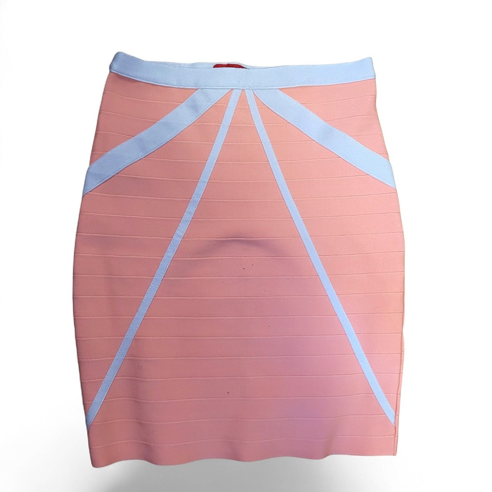 Sunburst‎ Sculpting Bandage Mini Skirt M Coral Peach Snatching Hourglass Baddie